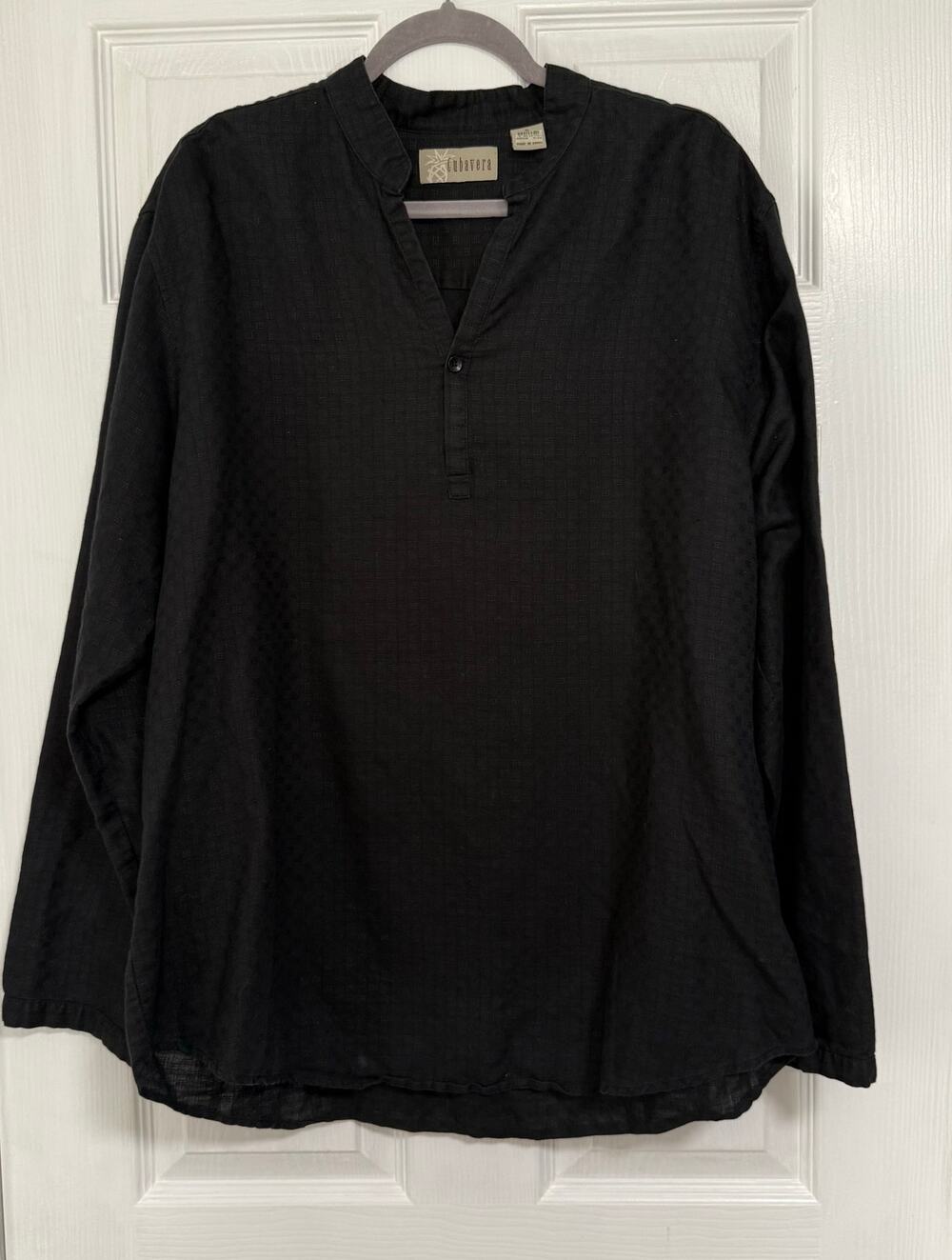 Cubavera Women's Black Ramie Linen Blend Long Sleeve Top Size Extra Large